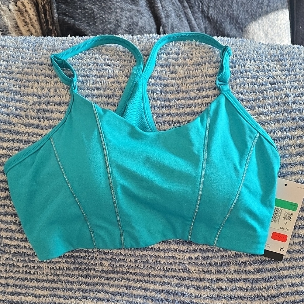 Nike Green and Blue Sports Bra with Modern Minimalist Design
